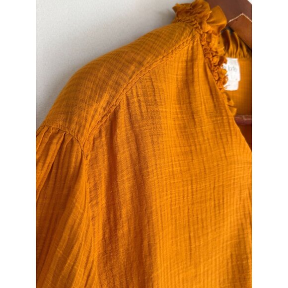 Forte Forte Cotton Silk Burnt Orange Ruffle Collar Peasant Blouse Size 4 - Picture 5 of 16